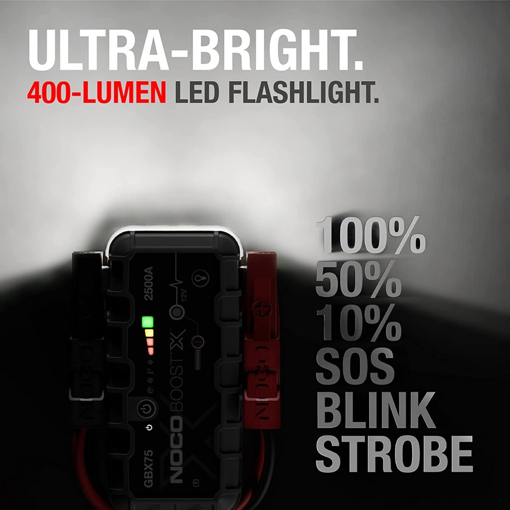 The Noco X GBX75 has a built in flashlight