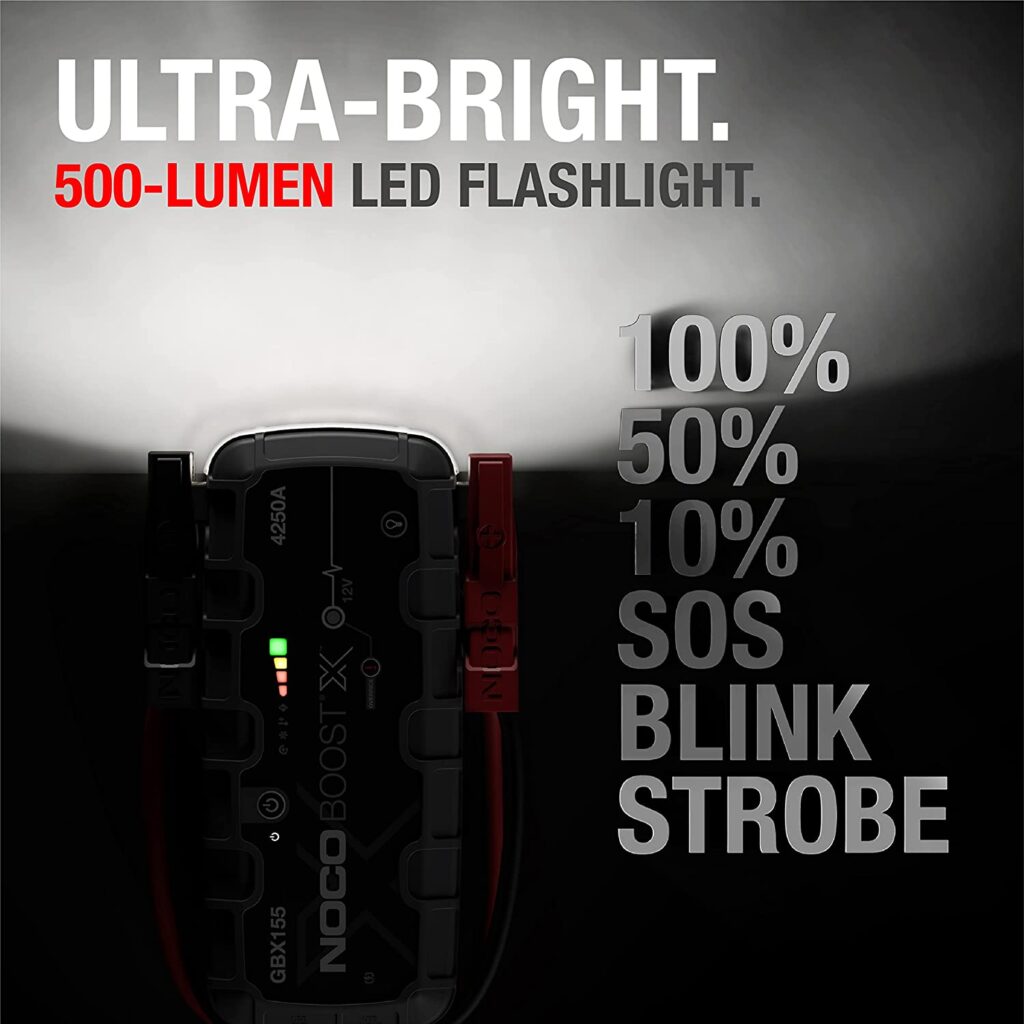 The noco gbx155 has a built-in flashlight