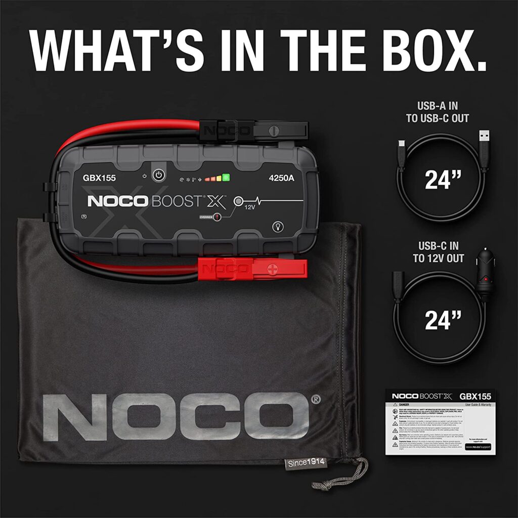 What is inside the box of the gbx155 noco